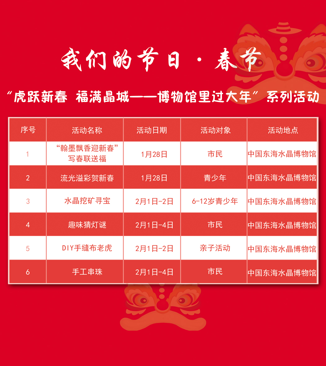 “虎躍新春 福滿晶城(chéng)”博物(wù)館裡(lǐ)過大年(nián)，新年(nián)活動與春節期間開(kāi)館公告